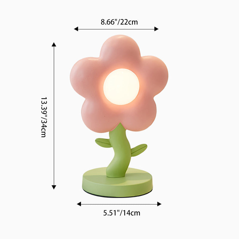 Lumendat Contemporary Creative USB Kids Resin And Iron Floral LED Table Lamp For Bedroom Lumendat