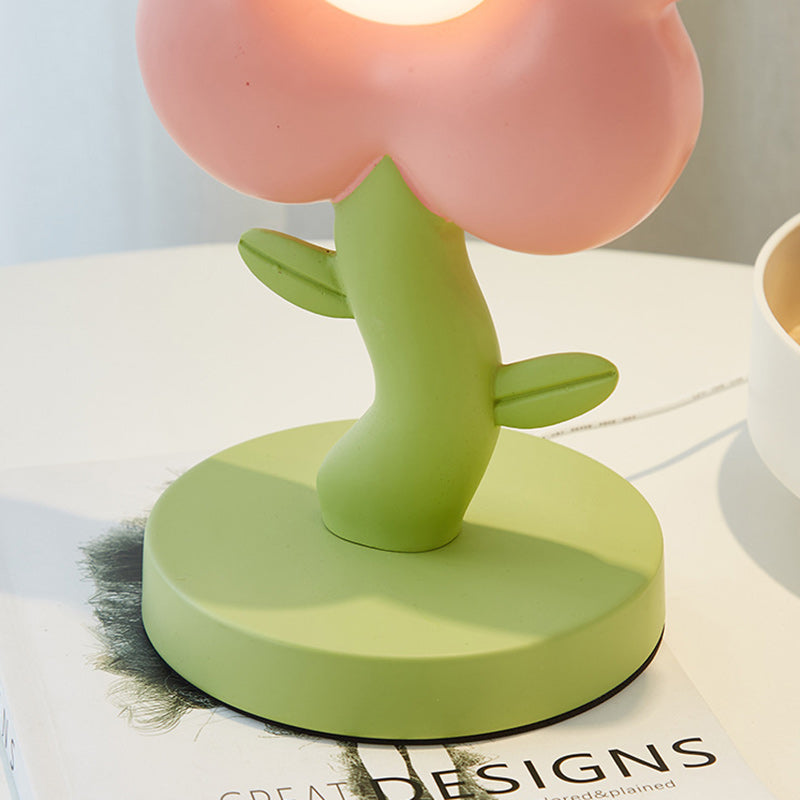 Lumendat Contemporary Creative USB Kids Resin And Iron Floral LED Table Lamp For Bedroom Lumendat