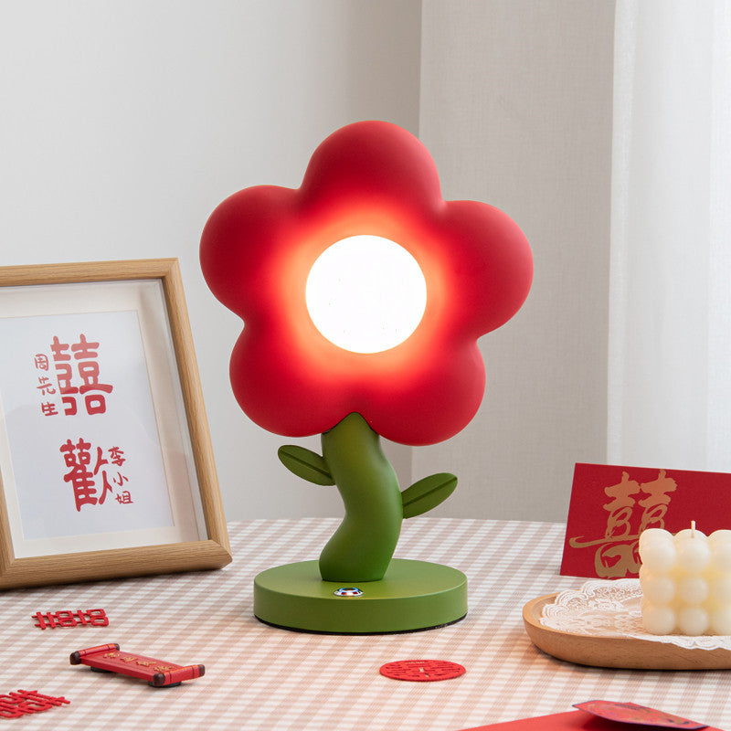 Lumendat Contemporary Creative USB Kids Resin And Iron Floral LED Table Lamp For Bedroom Lumendat