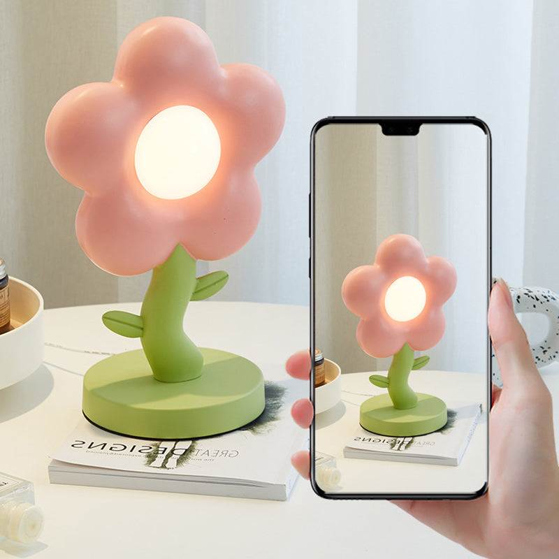 Lumendat Contemporary Creative USB Kids Resin And Iron Floral LED Table Lamp For Bedroom Lumendat