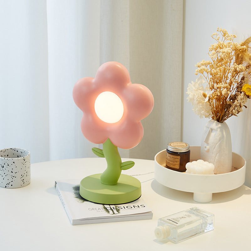 Lumendat Contemporary Creative USB Kids Resin And Iron Floral LED Table Lamp For Bedroom Lumendat