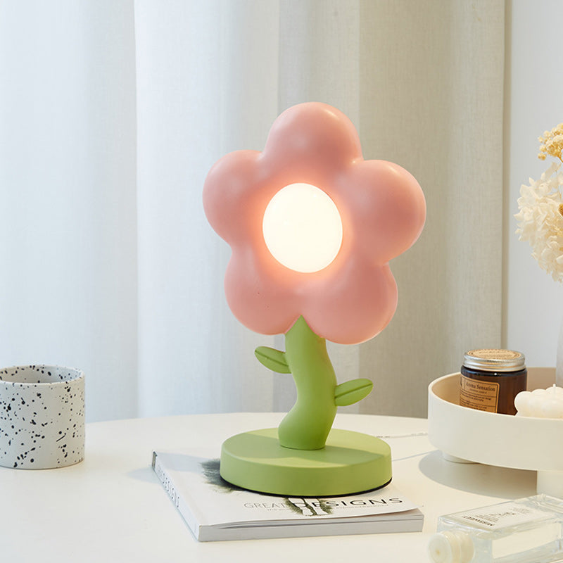 Lumendat Contemporary Creative USB Kids Resin And Iron Floral LED Table Lamp For Bedroom Lumendat
