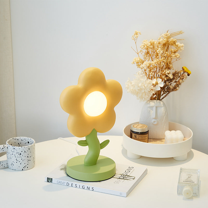 Lumendat Contemporary Creative USB Kids Resin And Iron Floral LED Table Lamp For Bedroom Lumendat