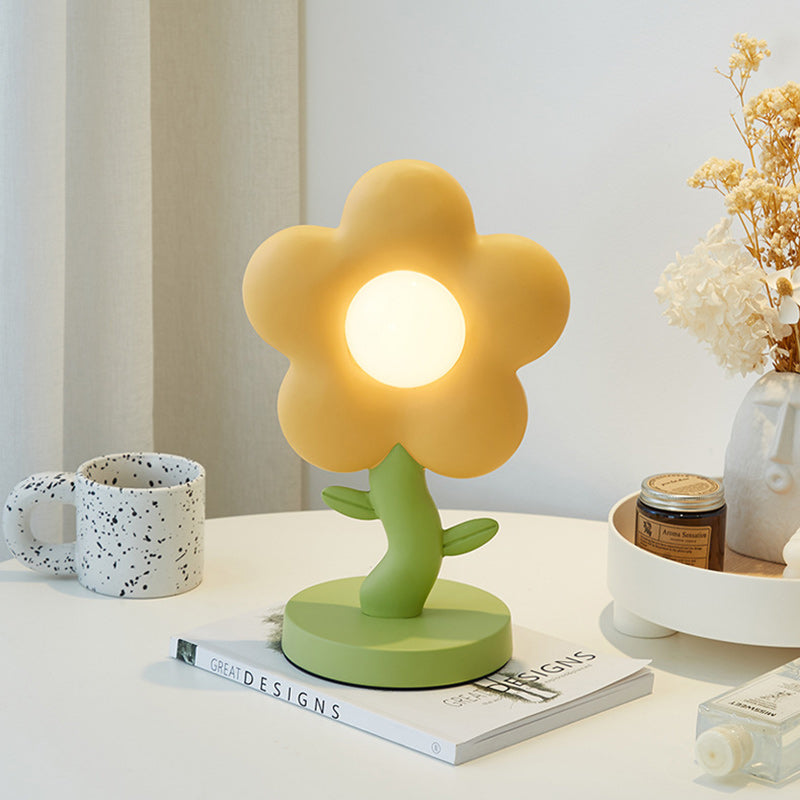 Lumendat Contemporary Creative USB Kids Resin And Iron Floral LED Table Lamp For Bedroom Lumendat