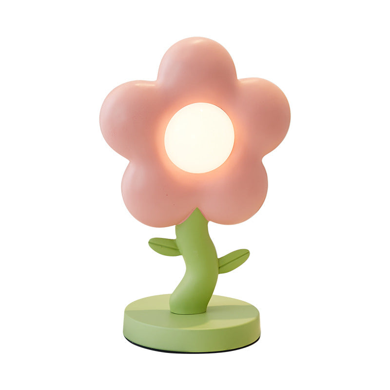 Lumendat Contemporary Creative USB Kids Resin And Iron Floral LED Table Lamp For Bedroom Lumendat