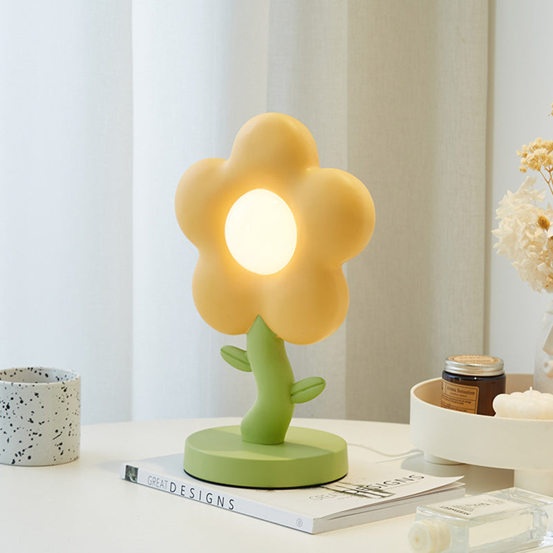 Lumendat Contemporary Creative USB Kids Resin And Iron Floral LED Table Lamp For Bedroom Lumendat