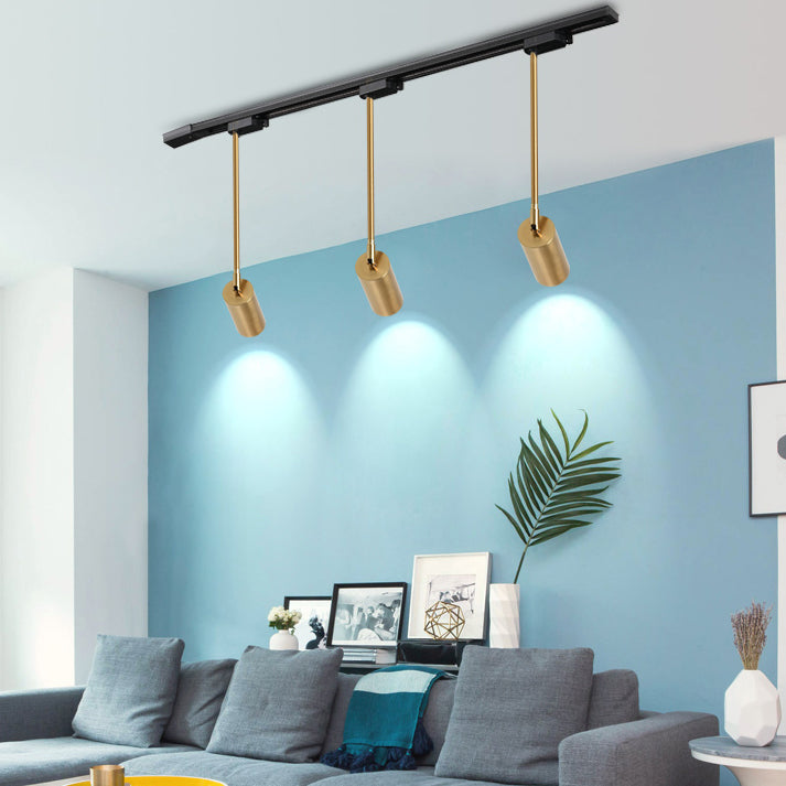 Contemporary Nordic Iron Cylindrical LED Pendant Light Track Lighting Spotlight for Dining Room BulbSquare