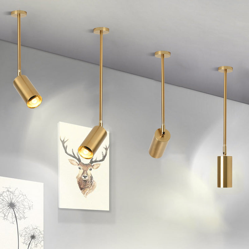 Contemporary Nordic Iron Cylindrical LED Pendant Light Track Lighting Spotlight for Dining Room BulbSquare