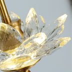 Contemporary Luxury Crystal & Brass Lotus LED Pendant Light For Bedside