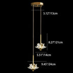 Contemporary Luxury Crystal & Brass Lotus LED Pendant Light For Bedside