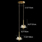 Contemporary Luxury Crystal & Brass Lotus LED Pendant Light For Bedside