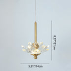 Contemporary Luxury Crystal & Brass Lotus LED Pendant Light For Bedside