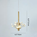 Contemporary Luxury Crystal & Brass Lotus LED Pendant Light For Bedside