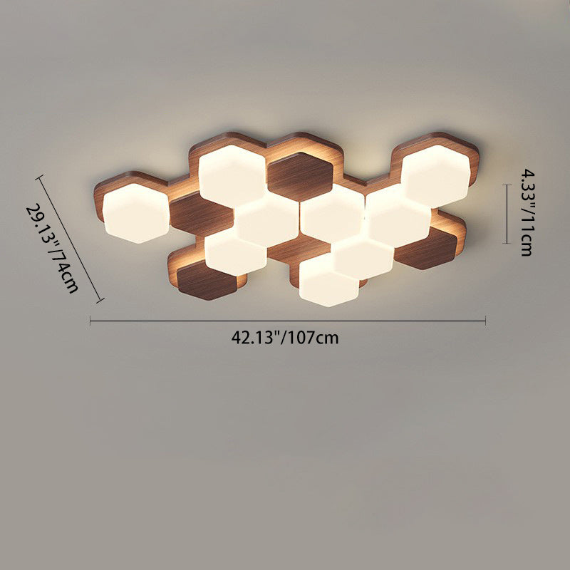 Contemporary Scandinavian Iron And Acrylic Hexagonal Block Geometric LED Flush Mount Ceiling Light For Living Room And Bedroom Lumendat