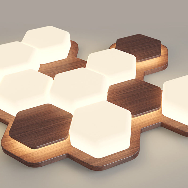 Contemporary Scandinavian Iron And Acrylic Hexagonal Block Geometric LED Flush Mount Ceiling Light For Living Room And Bedroom Lumendat