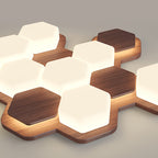 Contemporary Scandinavian Iron And Acrylic Hexagonal Block Geometric LED Flush Mount Ceiling Light For Living Room And Bedroom Lumendat