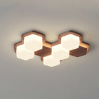 Contemporary Scandinavian Iron And Acrylic Hexagonal Block Geometric LED Flush Mount Ceiling Light For Living Room And Bedroom Lumendat