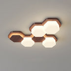 Contemporary Scandinavian Iron And Acrylic Hexagonal Block Geometric LED Flush Mount Ceiling Light For Living Room And Bedroom Lumendat