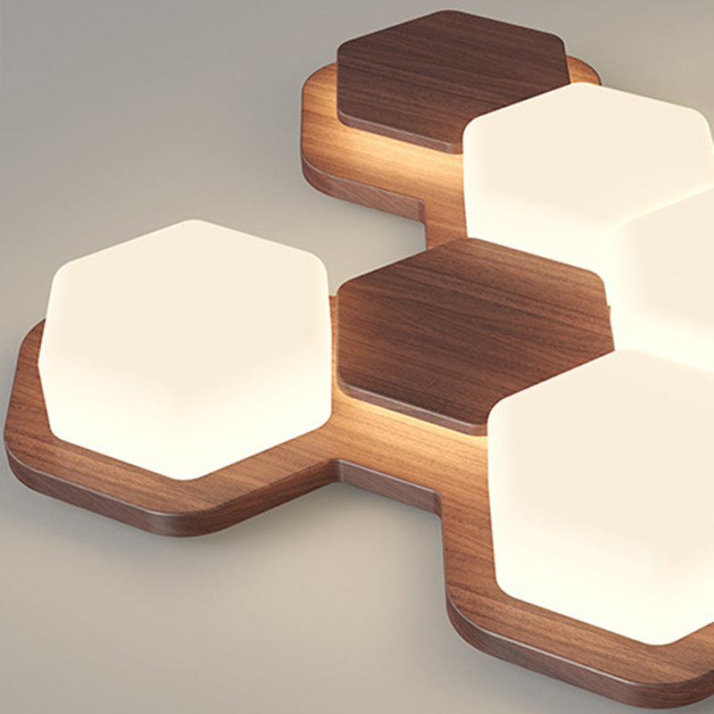 Contemporary Scandinavian Iron And Acrylic Hexagonal Block Geometric LED Flush Mount Ceiling Light For Living Room And Bedroom Lumendat
