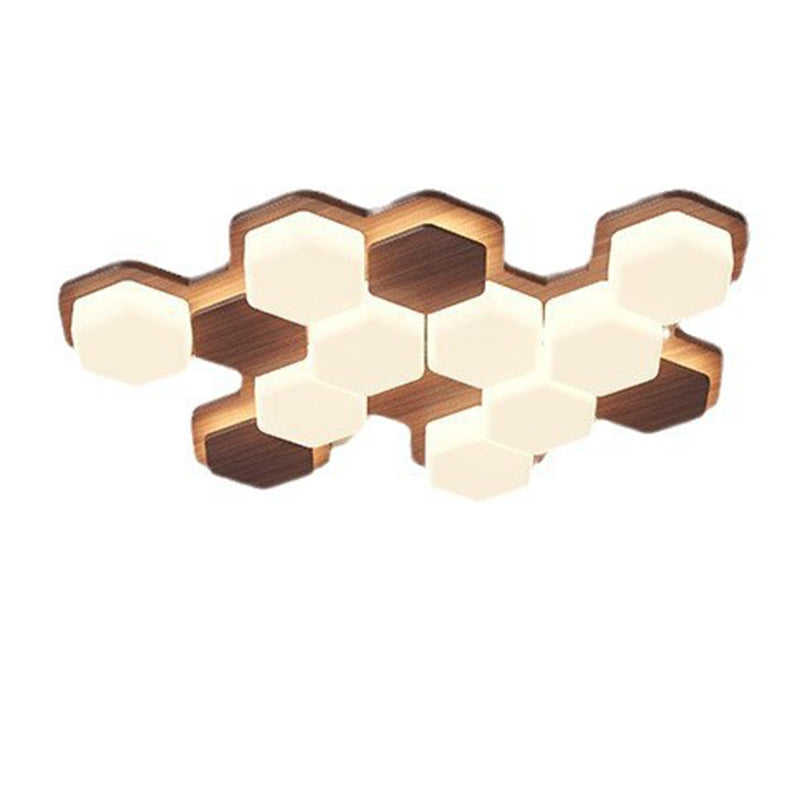 Contemporary Scandinavian Iron And Acrylic Hexagonal Block Geometric LED Flush Mount Ceiling Light For Living Room And Bedroom Lumendat