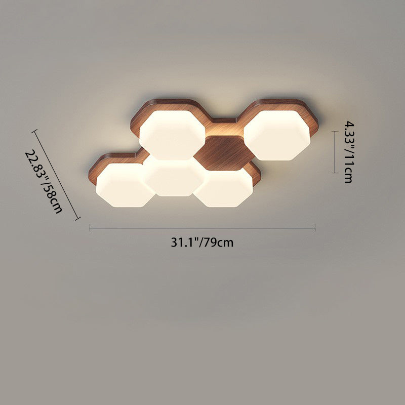 Contemporary Scandinavian Iron And Acrylic Hexagonal Block Geometric LED Flush Mount Ceiling Light For Living Room And Bedroom Lumendat