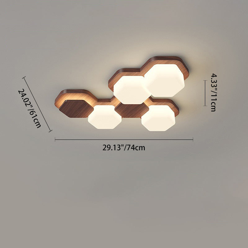 Contemporary Scandinavian Iron And Acrylic Hexagonal Block Geometric LED Flush Mount Ceiling Light For Living Room And Bedroom Lumendat