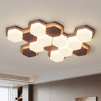 Contemporary Scandinavian Iron And Acrylic Hexagonal Block Geometric LED Flush Mount Ceiling Light For Living Room And Bedroom Lumendat