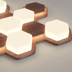 Contemporary Scandinavian Iron And Acrylic Hexagonal Block Geometric LED Flush Mount Ceiling Light For Living Room And Bedroom Lumendat