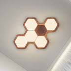 Contemporary Scandinavian Iron And Acrylic Hexagonal Block Geometric LED Flush Mount Ceiling Light For Living Room And Bedroom Lumendat
