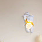 Lumendat Contemporary Creative Kids Resin & PLA Cartoon Bear With Moon 1-Light Wall Sconce Lamp For Bedroom & Living Room Lumendat