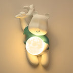 Lumendat Contemporary Creative Kids Resin & PLA Cartoon Bear With Moon 1-Light Wall Sconce Lamp For Bedroom & Living Room Lumendat