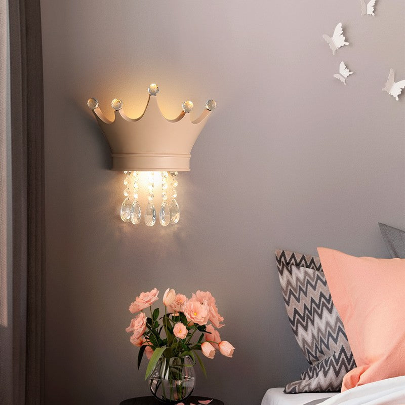 Lumendat Contemporary Creative Kids Resin Crystal Crown LED Wall Sconce Lamp For Bedside Lumendat