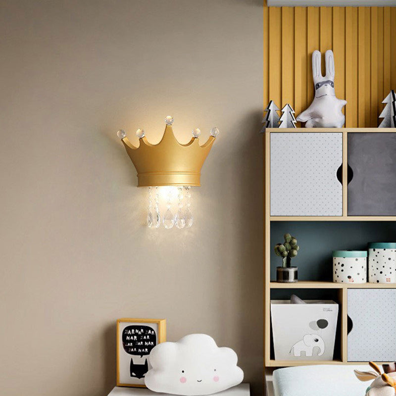 Lumendat Contemporary Creative Kids Resin Crystal Crown LED Wall Sconce Lamp For Bedside Lumendat