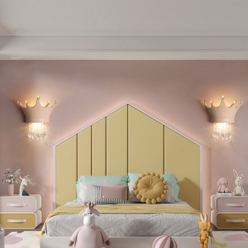 Lumendat Contemporary Creative Kids Resin Crystal Crown LED Wall Sconce Lamp For Bedside Lumendat