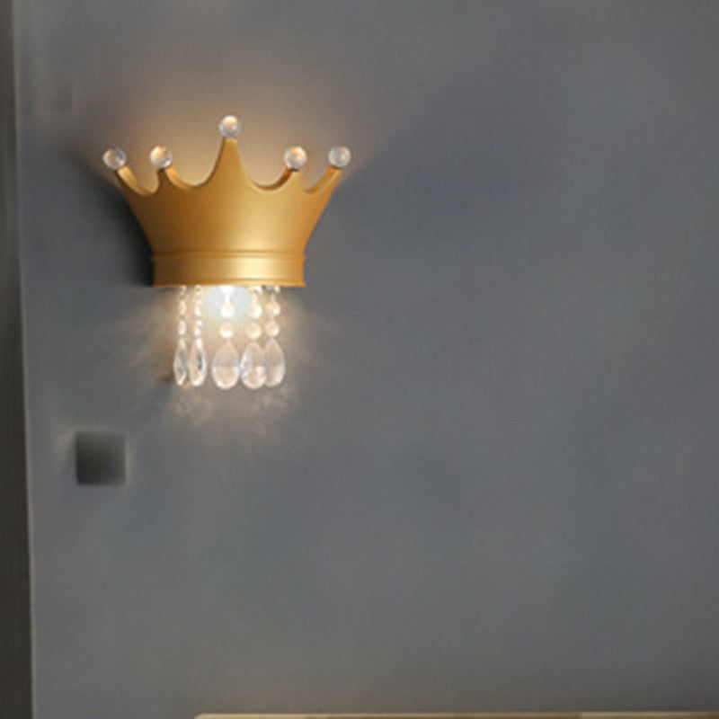 Lumendat Contemporary Creative Kids Resin Crystal Crown LED Wall Sconce Lamp For Bedside Lumendat