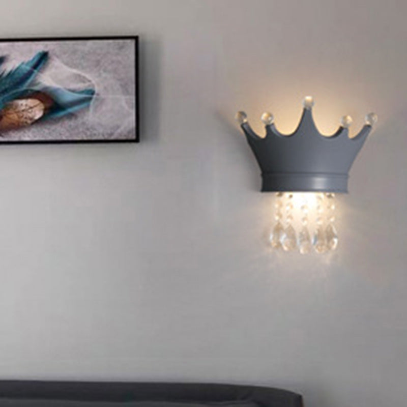 Lumendat Contemporary Creative Kids Resin Crystal Crown LED Wall Sconce Lamp For Bedside Lumendat