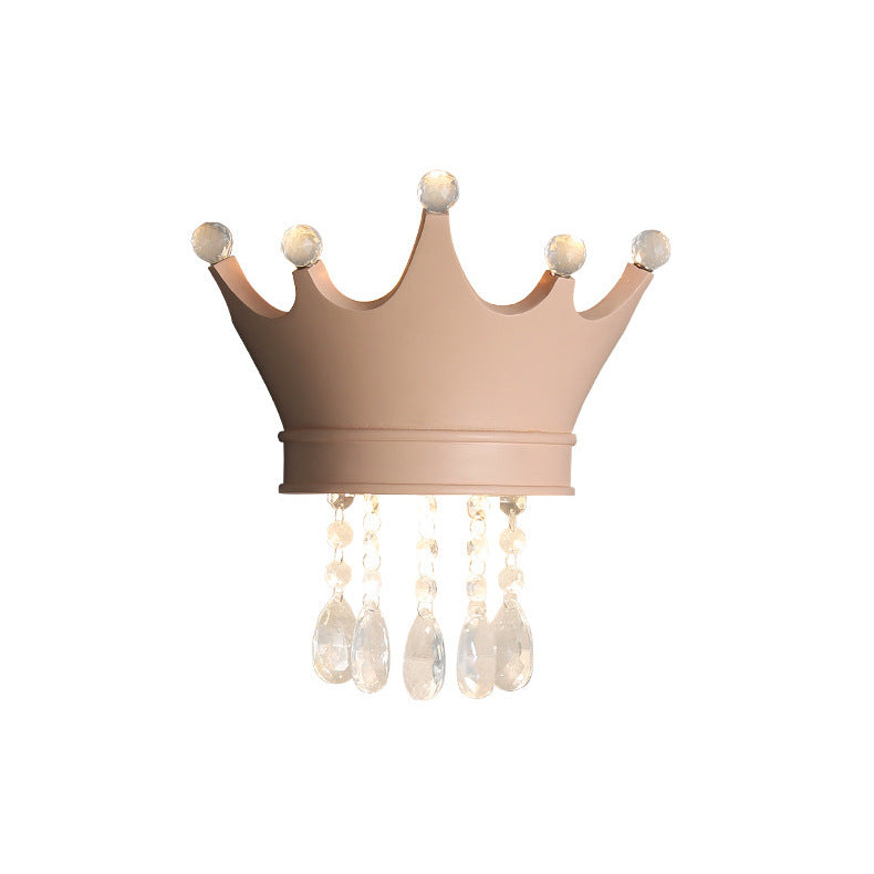 Lumendat Contemporary Creative Kids Resin Crystal Crown LED Wall Sconce Lamp For Bedside Lumendat