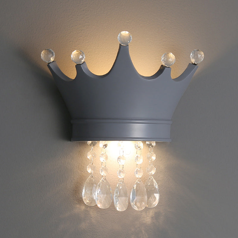 Lumendat Contemporary Creative Kids Resin Crystal Crown LED Wall Sconce Lamp For Bedside Lumendat