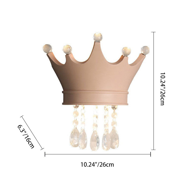 Lumendat Contemporary Creative Kids Resin Crystal Crown LED Wall Sconce Lamp For Bedside Lumendat
