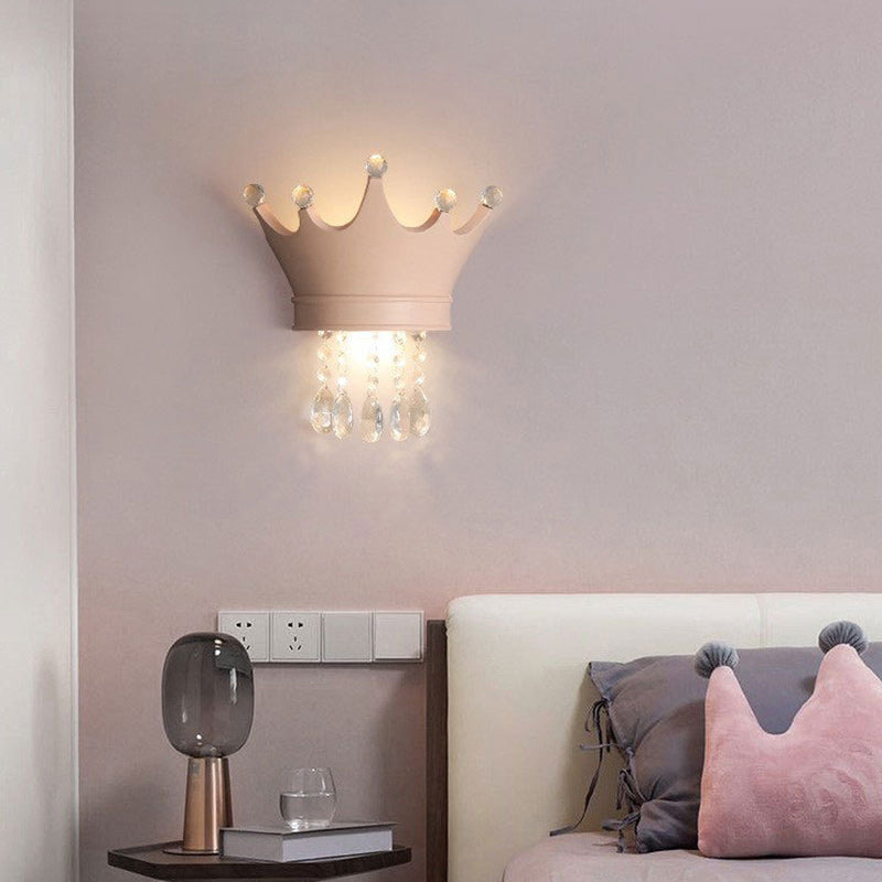 Lumendat Contemporary Creative Kids Resin Crystal Crown LED Wall Sconce Lamp For Bedside Lumendat