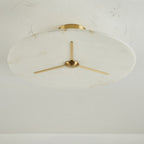 Modern Mid-century Copper & Alabaster Clock-inspired Round 3/4/5/6-light Semi-flush Mount Ceiling Light for Bedroom and Hallway