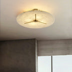 Modern Mid-century Copper & Alabaster Clock-inspired Round 3/4/5/6-light Semi-flush Mount Ceiling Light for Bedroom and Hallway