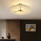 Modern Mid-century Copper & Alabaster Clock-inspired Round 3/4/5/6-light Semi-flush Mount Ceiling Light for Bedroom and Hallway