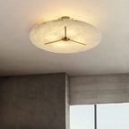 Modern Mid-century Copper & Alabaster Clock-inspired Round 3/4/5/6-light Semi-flush Mount Ceiling Light for Bedroom and Hallway