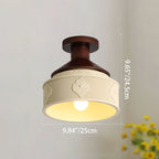 Traditional French Resin & Wood Bowl-shaped Round Carved 1-light Semi-flush Mount Ceiling Light for Hallway and Entryway