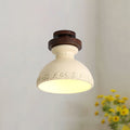Traditional French Resin & Wood Bowl-shaped Round Carved 1-light Semi-flush Mount Ceiling Light for Hallway and Entryway