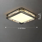 Traditional Chinese Brass And Glass Lotus Plum Blossom Round Square Rectangular LED Flush Mount Ceiling Light For Living Room And Bedroom Lumendat