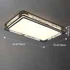 Traditional Chinese Brass And Glass Lotus Plum Blossom Round Square Rectangular LED Flush Mount Ceiling Light For Living Room And Bedroom Lumendat