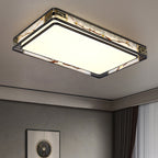 Traditional Chinese Brass And Glass Lotus Plum Blossom Round Square Rectangular LED Flush Mount Ceiling Light For Living Room And Bedroom Lumendat