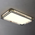 Traditional Chinese Brass And Glass Lotus Plum Blossom Round Square Rectangular LED Flush Mount Ceiling Light For Living Room And Bedroom Lumendat
